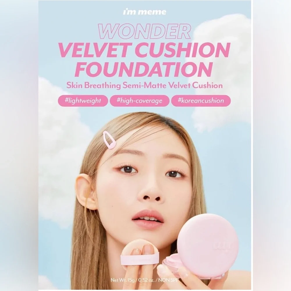 Foundation in Beige by I'm Meme with Wonder Velvet Cushion Korean Makeup